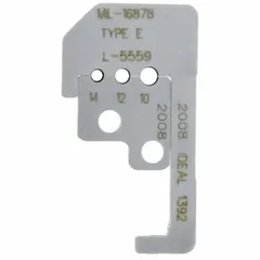 Steel replacement blades with 1 4/5 in overall length, designed for solid wire. Compatible with IDEAL wire stripper models 45-176 and 10F560. Used to restore cutting performance in electrical and maintenance tasks.
