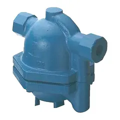 Cast iron in-line float and thermostatic steam trap with 1 in FNPT connection. Stainless steel float. Maximum capacity 1,400 lb/hr, maximum pressure 100 psi, maximum temperature 450°F. Designed for horizontal installation in steam distribution systems to remove condensate and air.
