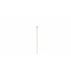 Heat-stabilized cable tie for indoor bundling and securing wires or cables. Nominal length 8 in, maximum bundle diameter 2 in, width 0.19 in. Natural color. Not rated for outdoor use. Supplied in a standard 100-pack.