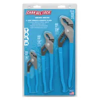 Tongue and Groove Plier Set: V, Self Adjusting, 1 1/2 in_7/8 in_2 1/4 in Max Jaw Opening, Serrated (MPN VJ-3)