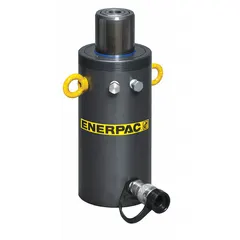 Single-acting hydraulic ram with 50 ton nominal capacity and 5 in nominal stroke. Steel construction suited for high-cycle industrial pressing, lifting, and heavy maintenance applications.