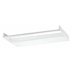 This 2 ft. x 4 ft. LED center-basket troffer delivers 4,886 lumens at 4000K, consuming 39 watts. It operates on 120 to 277V AC and accommodates (4) T8 lamps. Designed for recessed installation in commercial ceilings, it provides general ambient lighting for offices, schools, and retail spaces.
