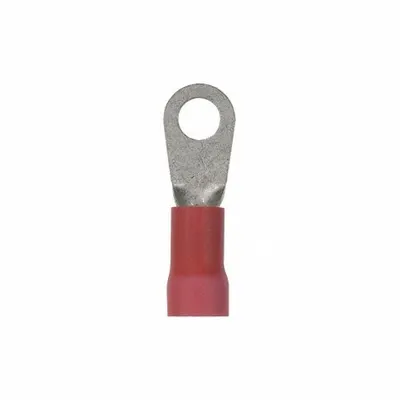 PANDUIT Ring Terminal: Red, Vinyl Insulation, 1/4 in Stud Size, 8 AWG to 8 AWG Wire Sizes - Insulated Ring Terminals