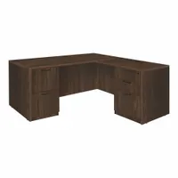 REGENCY Desk: Particle Board, Walnut, 2 Pedestals, 5 Drawers, 60 in Overall Wd, 29 in Overall Ht (MPN LLDFP6030NW)
