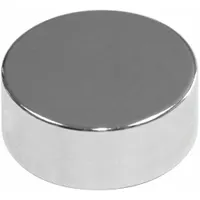 Neodymium disc magnet with 3/4 in outside diameter, 0.375 in thickness, and 20 lbf maximum pull force. Silver finish. Suitable for holding, positioning, and retrieving ferrous parts in industrial assembly, automation, and maintenance tasks