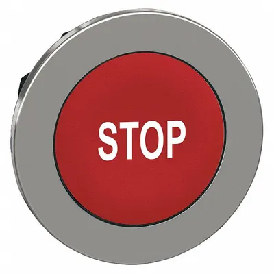 SCHNEIDER Push Button Head: 30 mm Panel Size, Non-Illuminated, Metallic, Stop - Heads for Push Buttons