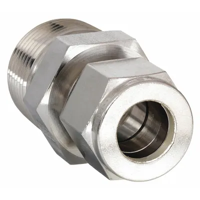 PARKER Compression Fitting Adapter: 3/4 in OD x 1/2 in Pipe Fitting Size - Double-Ferrule Stainless Steel Fittings