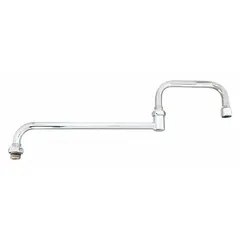 Straight swivel spout with brass body and chrome finish. Includes laminar nozzle delivering 19.2 gpm flow rate. Designed for commercial or industrial faucet applications requiring a steady, non-splash stream.