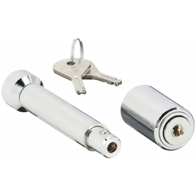 REESE Receiver Lock: Silver, Chrome-Plated, (2) Keys/Rubber Dust Cover - Receiver Locks