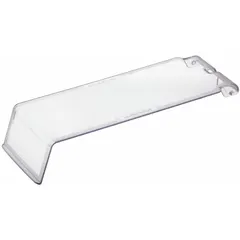 This clear plastic lid is designed to cover compatible AKRO-MILS hanging and stacking bins. It measures 10 1/2 inches by 3 7/8 inches and is compatible with manufacturer model number 30224. The lid helps keep contents clean and contained in industrial storage, parts handling, and inventory organization applications.