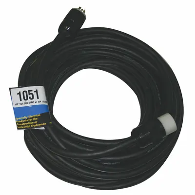 SOUTHWIRE Extension Cord: Outdoor Use, 100 ft Lg, Outlet, L21-30P, 10/5, SOW, Black - Outdoor Extension Cords with Single Outlet