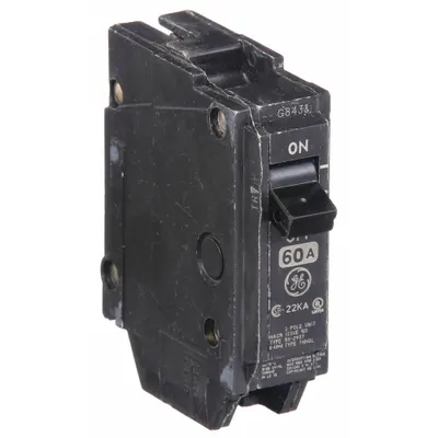 GE Miniature Circuit Breaker: THHQL, 60 A, 120/240V AC, Single Phase, 22kA at 120/240V AC - THQP, THQL & THHQL Series, Plug-In GE Miniature Circuit Breakers