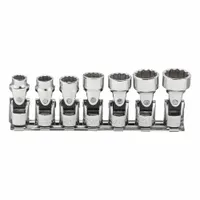 PROTO Socket Set: SAE, 7 Pieces, (7) 12-Point, 3/8 in Drive Size, 3/8 in to 3/4 in Socket Size Range (MPN J52102)