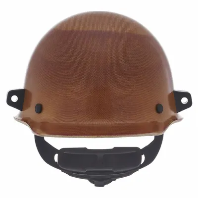 MSA Hard Hat: Tan, No Graphics, Ratchet (4-Point), Ratchet, Phenolic - Vented Front Brim Hard Hats (Type 1, Class C)