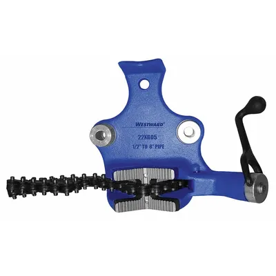WESTWARD Bench Chain Vise: 0.5 in – 8 in Pipe Size Range, 5 in Max Ht, 5 in Min Ht - Bench Chain Vises