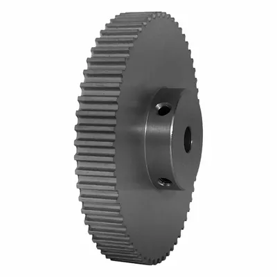 Dayton Timing Pulley: Curvilinear, Fixed, For HTD Timing Belt Section, For 9 mm Belt Wd - HTD Section Fixed-Bore Timing Pulleys with Hub