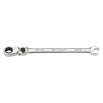 WESTWARD Combination Wrench: Alloy Steel, Chrome, 20 mm Head Size, 11 in Overall Lg - Metric 12-Point Ratcheting Combination Wrenches