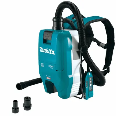 MAKITA Cordless Backpack Dust Extractor: HEPA, Dry, 0.5 gal Tank, (1) Bare Tool - Makita Cordless Dust Extractors