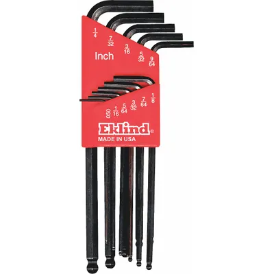 EKLIND Hex Key Set: 11 - 15 Pieces, Ball-Hex-L Long, L, SAE, Single Ball End, Long - L-Shaped Hex Key Sets