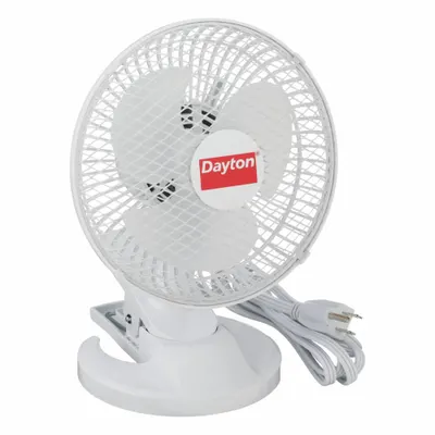 Dayton Cooling Fan: 6 in Blade Dia, Non-Oscillating, 200 cfm_342 cfm Airflow, 2 Speeds - Clip-On Fans