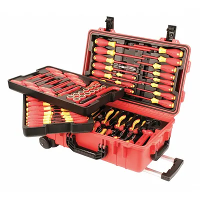 WIHA Insulated Tool Kit: Insulated, 79 Total Pcs - Tool Sets with Rolling Tool Case