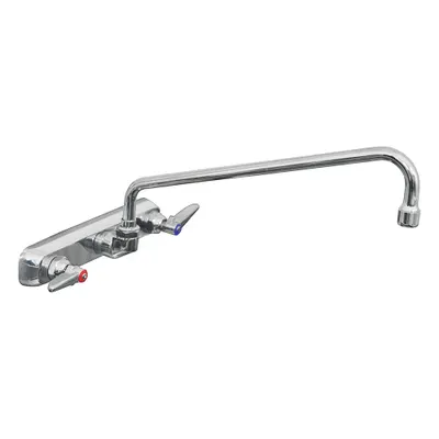 ADVANCE TABCO Straight Kitchen Faucet: Heavy Duty, Brass, Centerset, Wall, 2 Mounting Holes - Centerset Kitchen Faucets