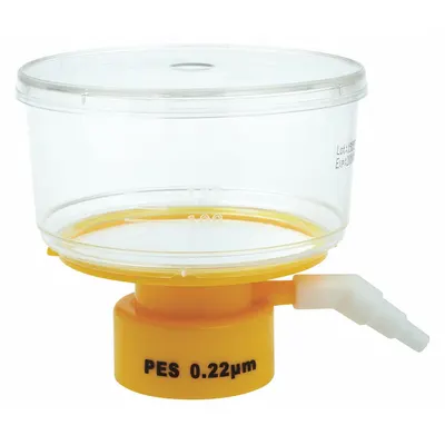 LAB SAFETY SUPPLY Bottle Top Filter: 0.22 um Max Particle Size, 75 mm Dia, PES, 250 mL Upper Capacity - Bottle Top Filters