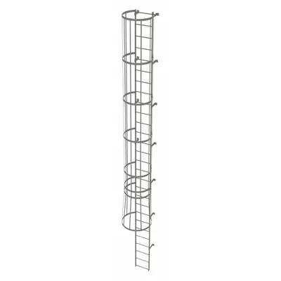 TRI-ARC Fixed Ladder with Safety Cage: 27 ft Overall Ht, 18 in Overall Wd, Steel - Safety Cage Fixed Ladders