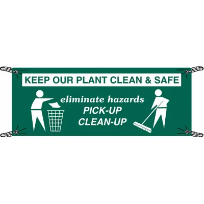 BRADY Eliminate Hazards Pick-Up Clean-Up Banner - Eliminate Hazards Pick-Up Clean-Up Banners