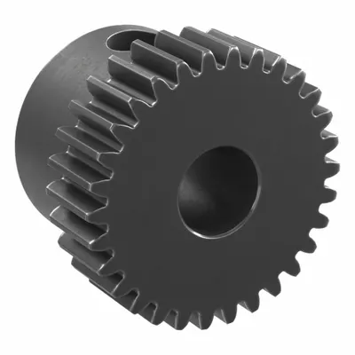 KHK GEARS Spur Gear: Module m 0.5, 30 Teeth, 5 mm Bore Dia, Black Oxide Coated Carbon Steel - Metric Spur Gears with Standard Hub