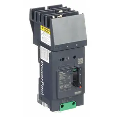 This 2-pole molded case circuit breaker is rated 80 A and 525V AC, with a maximum interrupting rating of 25kA at 277/408V AC. It features a fixed instantaneous trip, AB phase connection, and aluminum mechanical lug terminals on the load end. Suitable for use in power distribution panels, motor control centers, and switchboards.