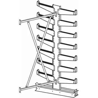 JARKE Cantilever Rack: Add-On, Medium-Duty, 72 in x 34 in x 84 in, Straight Arm - Medium-Duty Bolt-On Cantilever Rack Kits