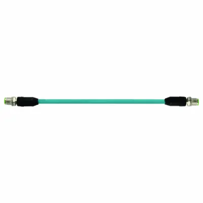 MURRELEKTRONIK Cordset: Cat5, M12 Male Straight x M12 Male Straight, 3 m Lg, TPE, Blue - M12 Connector to M12 Connector Cordsets