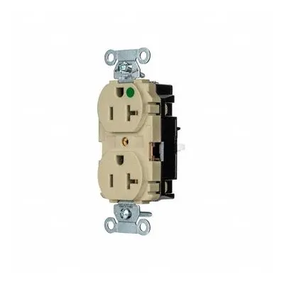 HUBBELL Receptacle: Hospital Grade, Duplex, 5-20R, Ivory, 125V AC, 20 A - General Purpose Receptacles