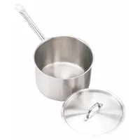 CRESTWARE Sauce Pan w/Cover: 5 qt Capacity, Stainless Steel, Welded, Silver, Stainless Steel Handle (MPN SSPAN5WC)
