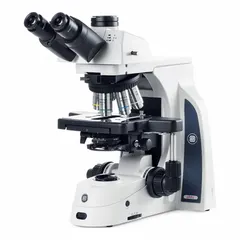 This compound microscope features a trinocular head for simultaneous observation and documentation. It offers optical magnification from 40X to 400X with an infinite working distance, and is illuminated by an LED light source. Suitable for biological and materials inspection in laboratory and educational settings.