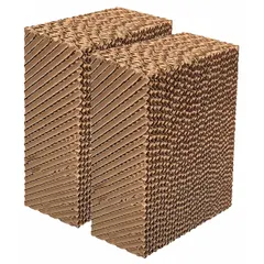 Cellulose cooling media for portable evaporative coolers and misting coolers. Draws warm air through water-saturated pads to reduce ambient temperature via evaporation. Suitable for cooling in agricultural, horticultural, and industrial environments.