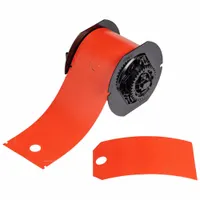 Pre-Cut Label Stock Roll: 5 3/4 in x 3 1/4 in, Polyester, Red, Indoor/Outdoor, 100 Tags per Roll (MPN B30-255-851-RED)
