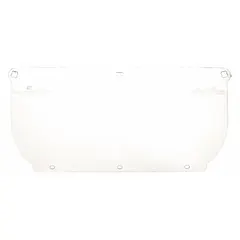 This replacement visor is made of clear, uncoated polycarbonate, providing a transparent barrier for face protection. It measures 7 1/4 inches in height and 2 mm in thickness. Suitable for general industrial applications such as machining, material handling, and maintenance where impact and splash protection are required.