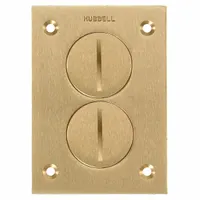 HUBBELL WIRING DEVICE-KELLEMS Floor Box Cover: Rectangular, Gold, Brass, Brushed (MPN S3625)