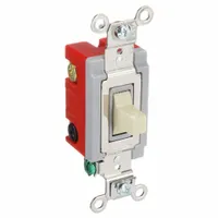 HUBBELL Wall Switch: Toggle Switch, Single Pole/Double Throw, Momentary, Ivory, 120/277V AC, 20 A (MPN HBL1557I)