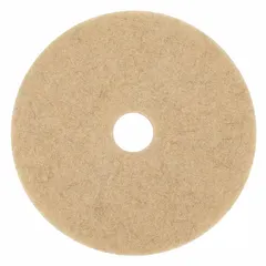 This 19-inch diameter round burnishing pad is made from a natural/polyester fiber blend. It is designed for use with rotary floor machines at speeds up to 3,000 RPM to restore gloss to resilient floors. Sold in a 5-pack.