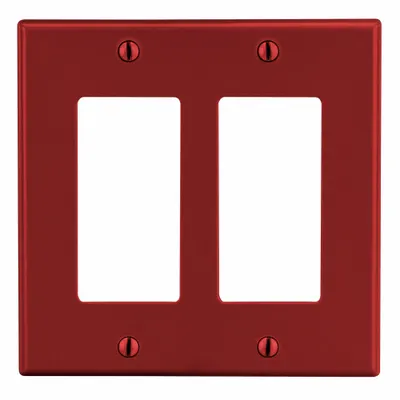 HUBBELL Wall Plate: Decorator-Rocker, 2 Gang, Red - General Purpose Wall Plates