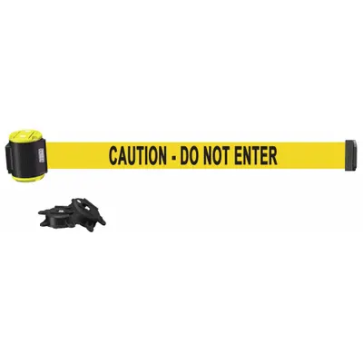 BANNER STAKES Magnetic Wall Mount Barrier: Magnet, 15 ft Belt Lg, Caution Messaging - Magnetic-Mount Retractable Belt Barriers
