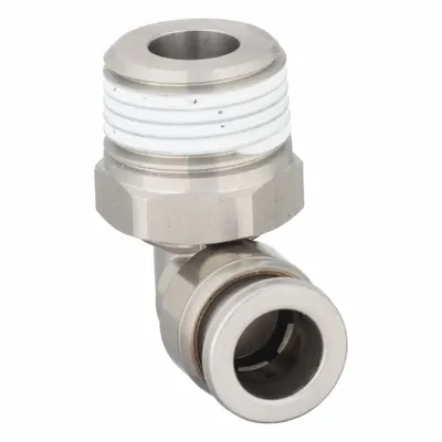 SMC KQG2L08-03S Stainless Steel Push-to-Connect x BSPT Elbow Fitting - Stainless Steel Tube Fittings