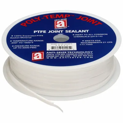 ANTI-SEIZE TECHNOLOGY Gasket-Making Tape: 3/16 in x 75 ft, 0.08 in Thick, -450°F to 600°F - PTFE Gasket-Making Tape
