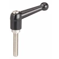 Ball-style adjustable handle with threaded stud, zinc body and stainless steel thread. M12 size, 95 mm length. Used for clamping, positioning, and adjusting on industrial equipment
