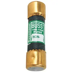 The BUSSMANN NON-1/8 is a Class K5 fast-acting cylindrical fuse from the NON Series, rated at 125 mA, 250 V AC, and 125 V DC. It is non-indicating and provides overcurrent protection in industrial equipment such as control panels, motor circuits, and lighting systems where fast response to short circuits is required.
