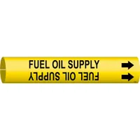 Pipe Marker: Fuel Oil Supply, Yellow, Black, Fits 1 1/2 to 2 3/8 in Pipe O.D., 1 Pipe Markers (MPN 4065-B)