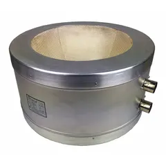 Metal-housed heating mantle for controlled heating of round-bottom flasks in laboratory distillation, reflux, and synthesis applications. Aluminum housing with 770 W maximum wattage and 400°C maximum temperature. Includes 4 ft 2-wire cord with locking connector; controller required (not included).